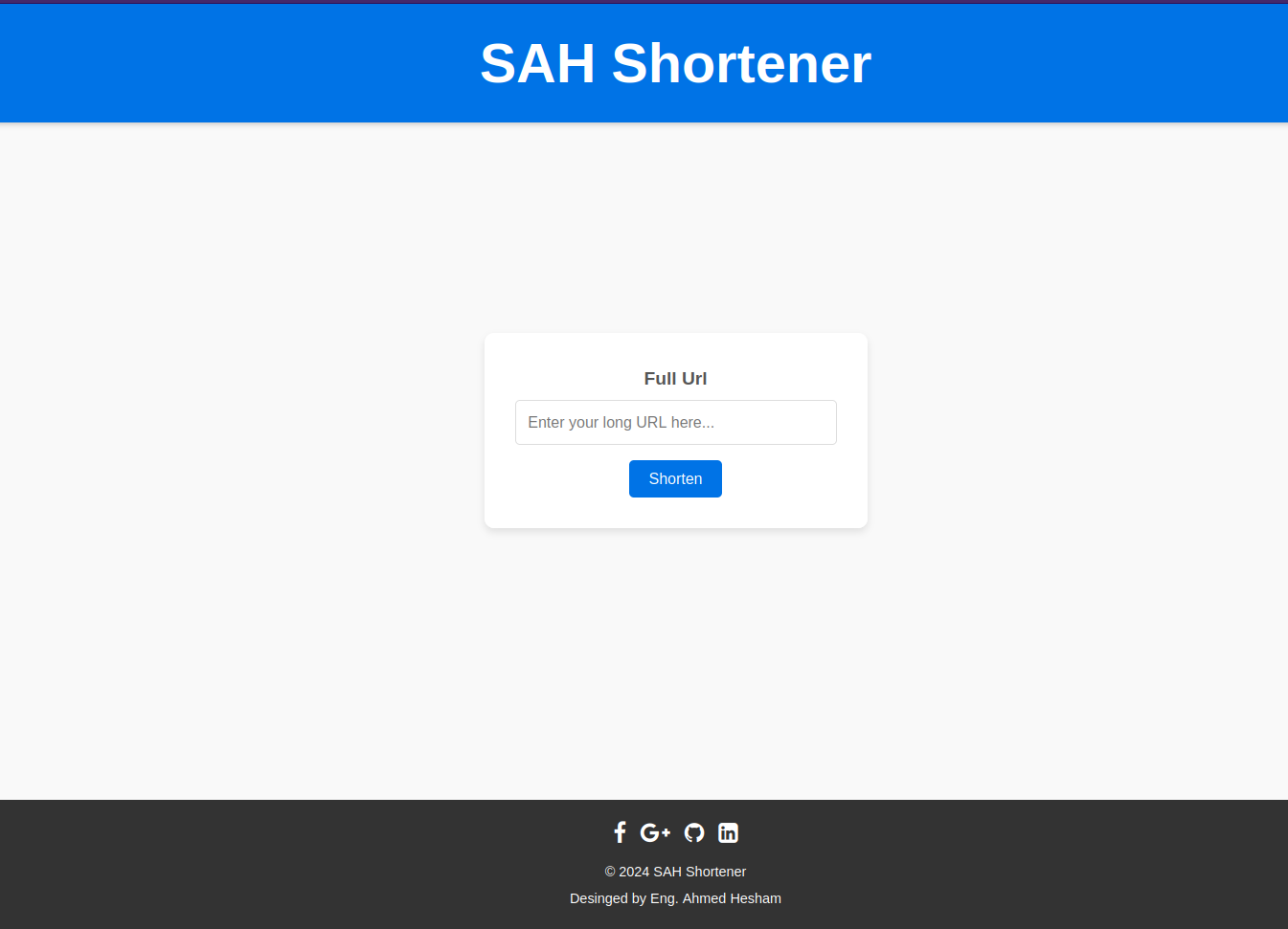 SAH Shortener Project Screenshot